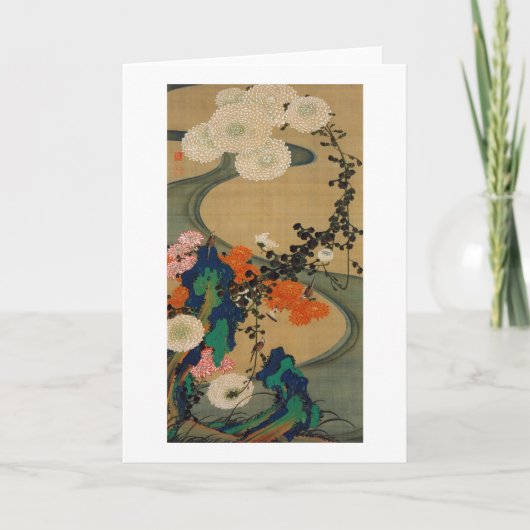 29. 菊花流水図, 若冲 Chrysanthemum & Stream, Jakuchū カード (正面)