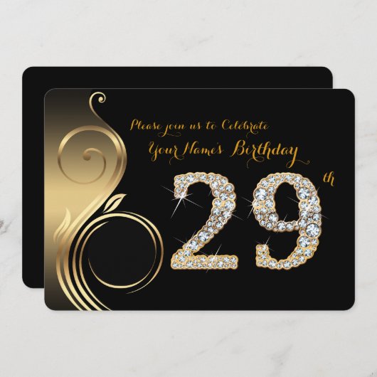 29,誕生日招待状,数字,写真 招待状 (正面/裏面)