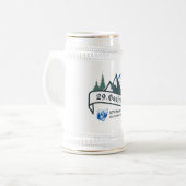 29 Gaufest Beer Stein – 白と金ゴールド ビールジョッキ (正面左)