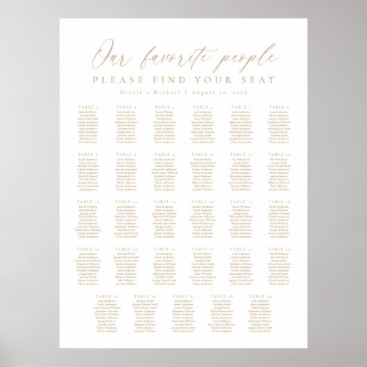29 Tables Our Favorite People Seating Chart ポスター (正面)