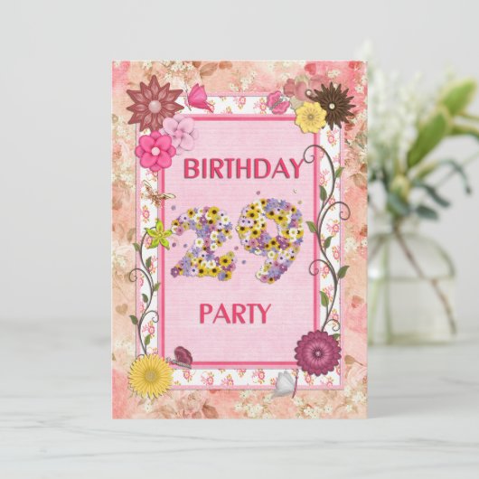 29th誕生日パーティーへの招待フローラ枠 招待状 (スタンド正面)