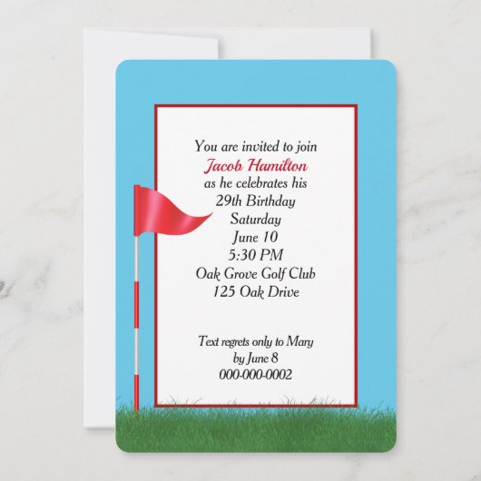29th Birthday Golf Theme Party 招待状 (裏面)