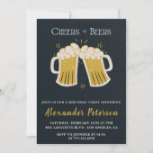 29th birthday invitations Cheers Beers Rustic Men 招待状 (正面)