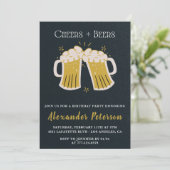29th birthday invitations Cheers Beers Rustic Men 招待状 (スタンド正面)