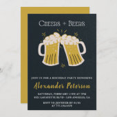 29th birthday invitations Cheers Beers Rustic Men  招待状 (正面/裏面)