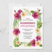 29th birthday invitations Tropical Floral Pink 招待状 (正面)