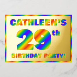 29th Birthday Party —おもしろい、レインボースペクトル「29」 箔招待状