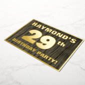 29th Birthday Party:, はっきりした Wood Grain Pattern 箔招待状 (回転した状態)