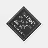 29th Birthday Party:アールデコスタイル+名前をカスタムする スタンダードランチョンナプキン (角)