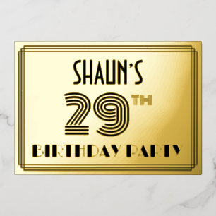 29th Birthday Party —アールデコスタイル「29」 & Name 箔招待状