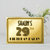 29th Birthday Party —アールデコスタイル「29」 & Name 箔招待状 (立ち正面)
