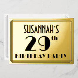 29th Birthday Party —アールデコルック「29」 +名前 箔招待状