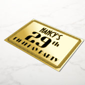 29th Birthday Party:アールデコルック"29" and Name 箔招待状 (回転した状態)