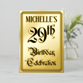 29th Birthday Party – スクリプエレガントト+名前をカスタムする 箔招待状 (立ち正面)