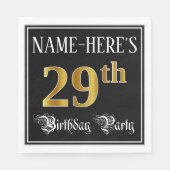 29th Birthday Party – スクリプファンシート、フェイク金ゴールド・ルック スタンダードランチョンナプキン (正面)