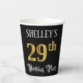 29th Birthday Party – スクリプファンシート、フェイク金ゴールド・ルック 紙コップ (裏面)