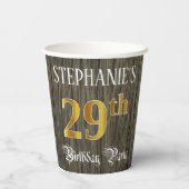 29th Birthday Party — フェイク金ゴールド&ウッドフェイク・ルックス 紙コップ (裏面)