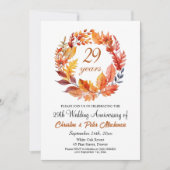 29th Wedding Anniversary Fall Floral Garland 招待状 (正面)