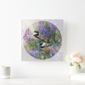 2.かわいい小鳥たち スクエア壁時計 (ホーム)