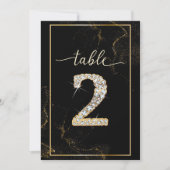 2 エレガントなダイヤモンドの印刷可能なテーブルナンバー 招待状 (正面)