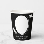 2-エレガント写真卒業証書キャップ白黒 紙コップ (裏面)