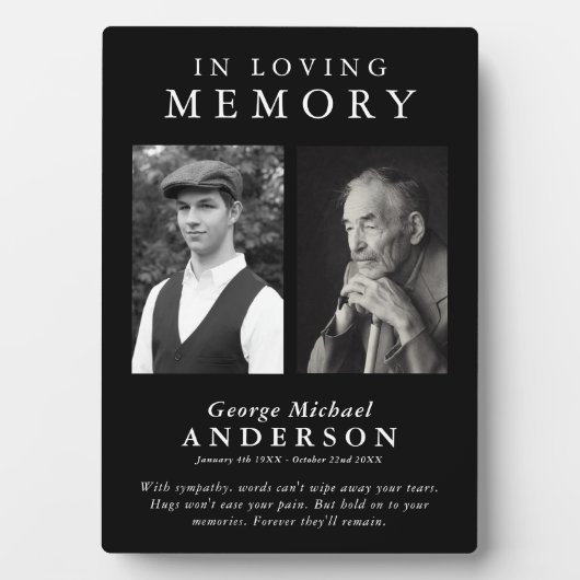 2 エレガント写真「In Loving Memory」の献上品 フォトプラーク (正面)