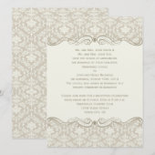 #2 クリームタン ダマスク スワール 後日結婚式 招待状 (正面/裏面)