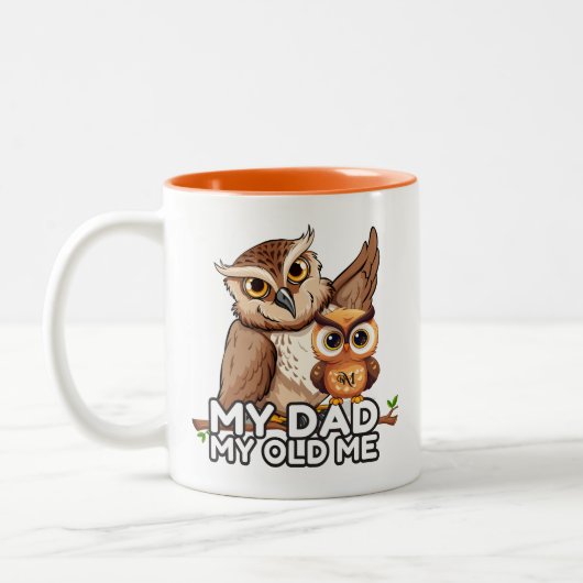 2 – トーンマグカップ11oz ：私のパパ私の古い私（オレンジ） ツートーンマグカップ (左)