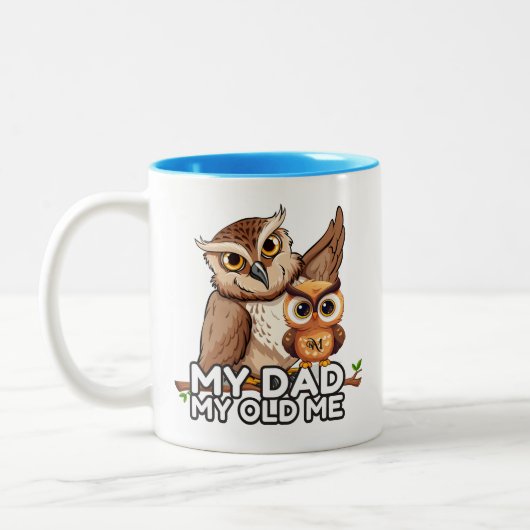 2 – トーンマグカップ11oz ：私のパパ私の古い私（青） ツートーンマグカップ (左)
