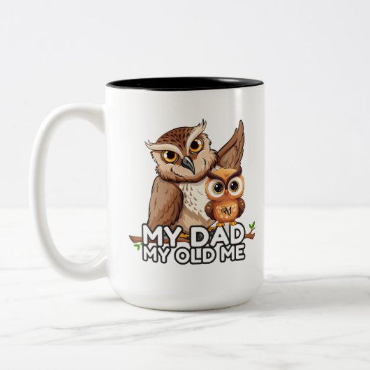 2 – トーンマグカップ15oz ：私のパパ私の古い私（黒） ツートーンマグカップ (左)