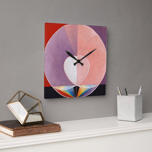 2.ハトによるHilma af Klint スクエア壁時計 (オフィス)