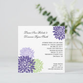 #2 パープル ラベンダー 緑の花の花びら 招待状 (スタンド正面)