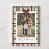 2 フォト レトロ クリスマス 赤いリボン 緑の格子縞 (正面)