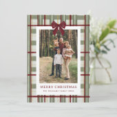 2 フォト レトロ クリスマス 赤いリボン 緑の格子縞 (スタンド正面)