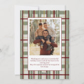 2 フォト レトロ クリスマス 赤いリボン 緑の格子縞 (裏面)