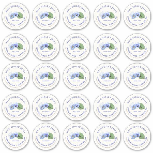 2"メイスンジャーのふたラベルバイオレットジェリービニール シール (正面)