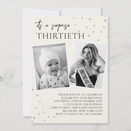 2 モダンフォトサプライズ30th誕生日招待状 招待状 (正面)