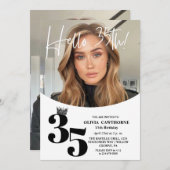 2 モダン写真35誕生日白黒 招待状 (正面/裏面)