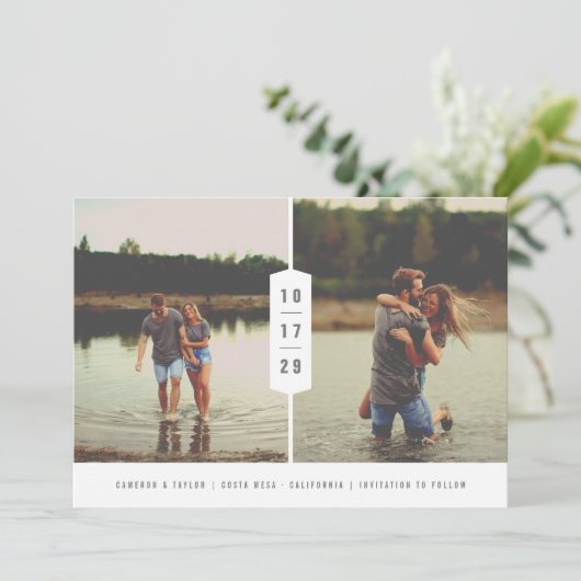 2-モダンPhoto日付を積み上げ数値で保存 セーブザデート (スタンド正面)