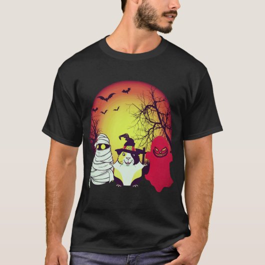 2 モルモット ハロウィン カボチャ Tシャツ (正面)