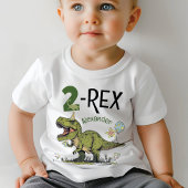 2-レックスかわいい恐竜テーマ2nd誕生日パーティー名 ベビーTシャツ
