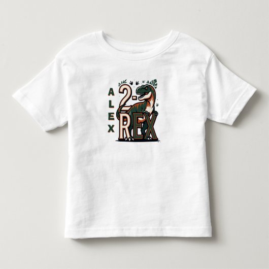 2 レックス 恐竜 誕生日 Tシャツ (正面)