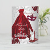2 ワインレッド シルバー ドレス マスカレード キンセアニエラ 招待状 (スタンド正面)
