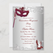 2 ワインレッド シルバー ドレス マスカレード キンセアニエラ 招待状 (裏面)