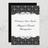 #2 ヴィンテージ ダマスク 25周年結婚記念日 招待状 (正面/裏面)