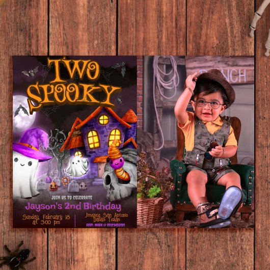 2 不気味 - 2歳の誕生日(写真付き) 招待状
