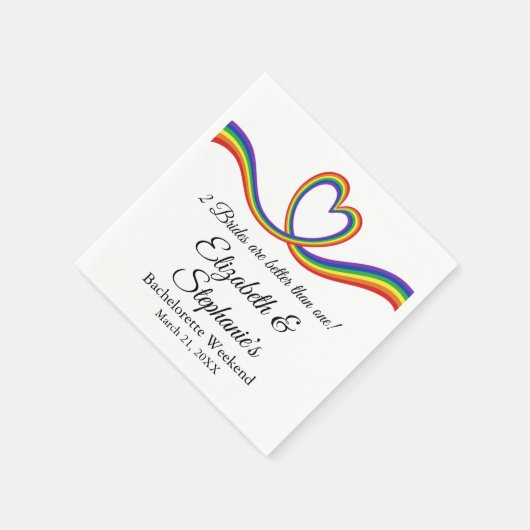 2 人の花嫁が 1 人よりいい レズビアン独身最後の夜  スタンダードカクテルナプキン (角)