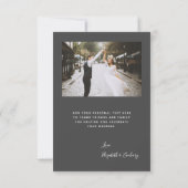 2-写真 グレー スクリプト 結婚式 お礼カード サンキューカード (裏面)