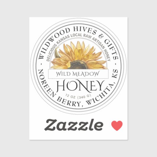2"州名とフラワーハニー図解入りの、写真付きのラベル シール (シート)
