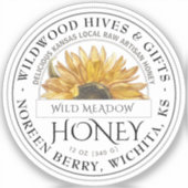 2"州名とフラワーハニー図解入りの、写真付きのラベル シール (正面)